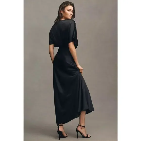 Anthropologie BHLDN Amelia Deep-V Satin Maxi Dress - Picture 2 of 7